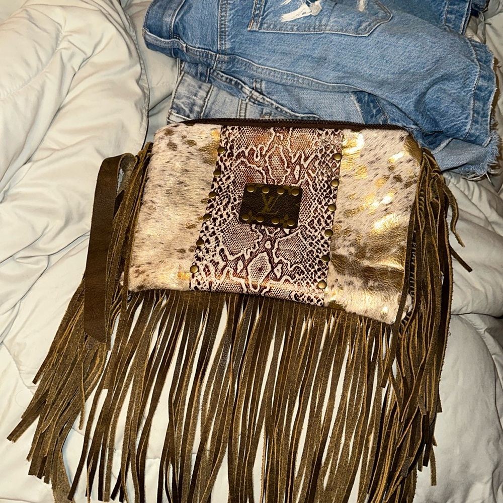 Western Louis Vuitton patch purse